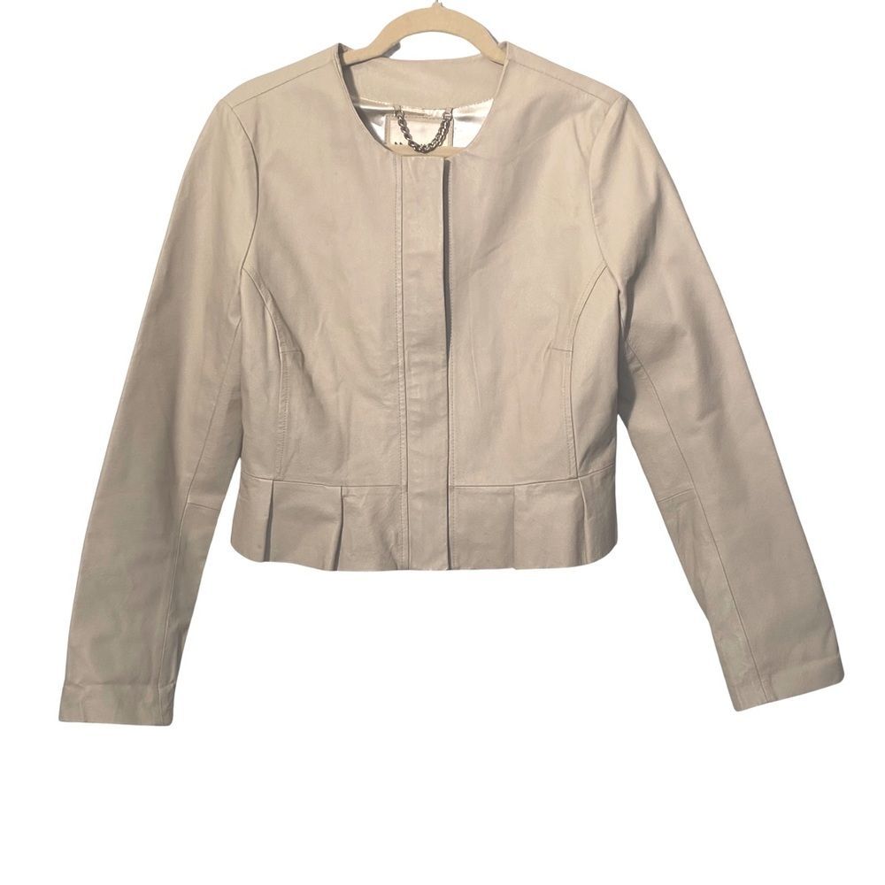 BB Dakota Steve Madden Cream Leather Jacket Minimalist Moto Size S